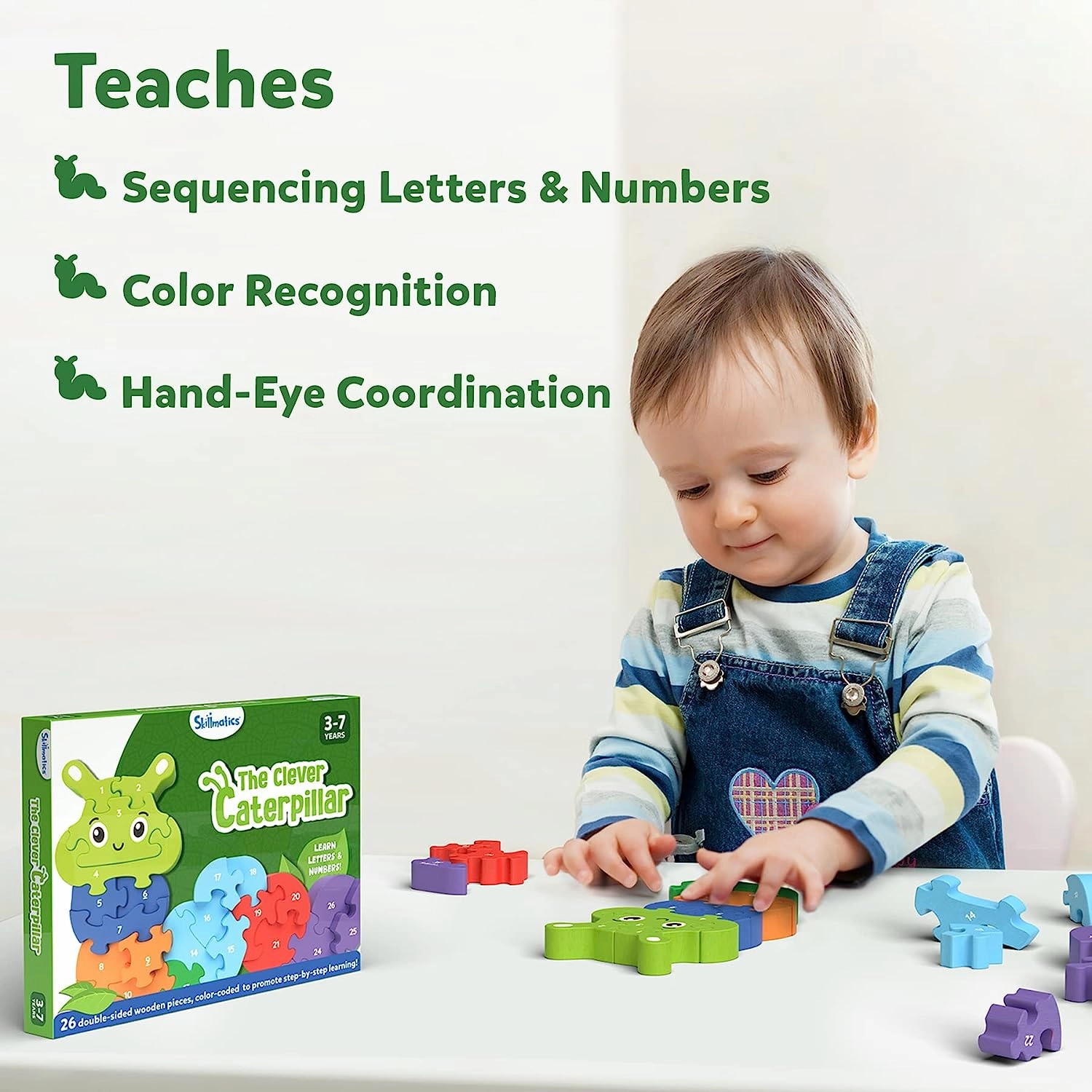 Skillmatics The Clever Caterpillar 26 Double-Sided Puzzle for Kids Ages 3-7 Years
