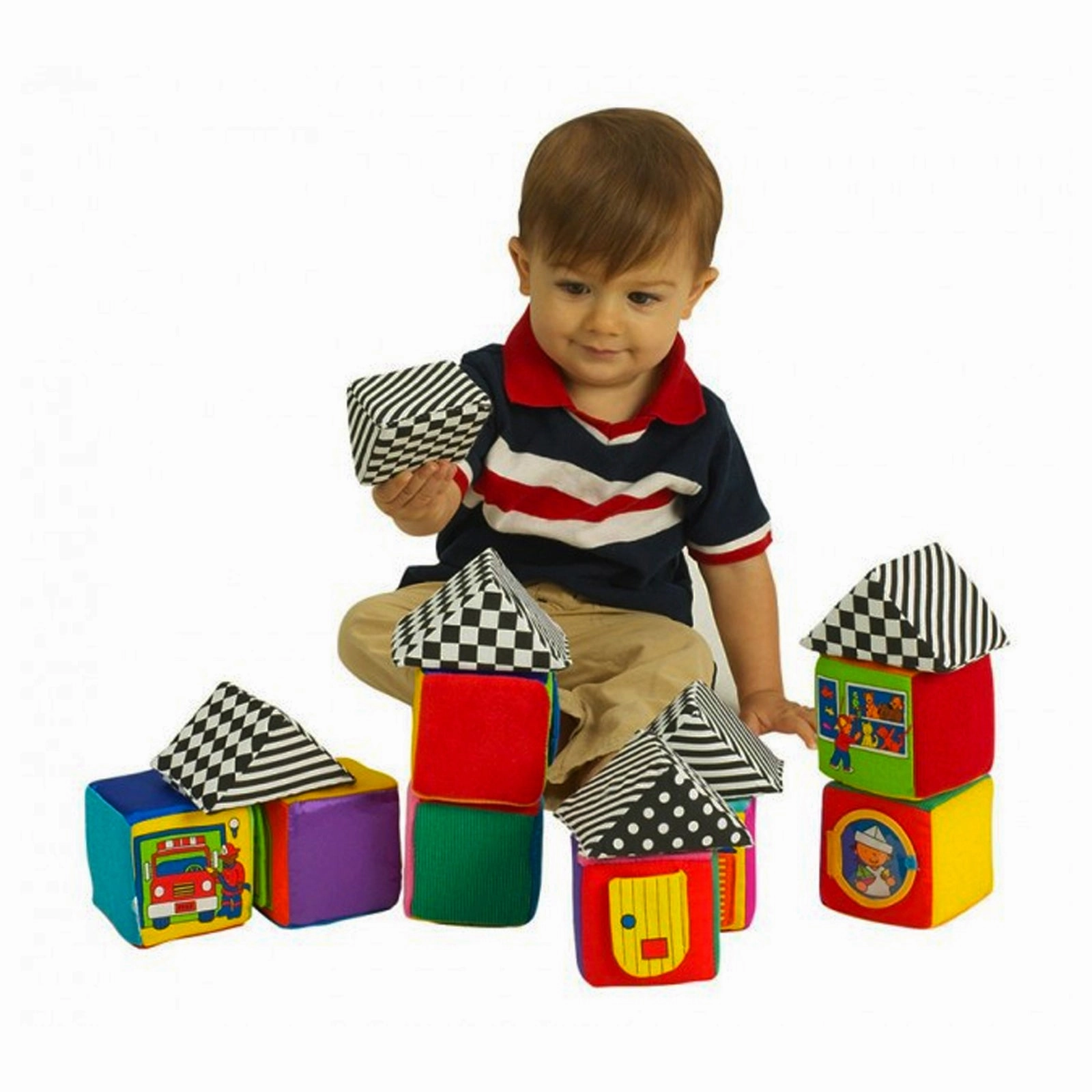 Small World Toys Knock-Knock Blocks  Soft Fabric Building Set