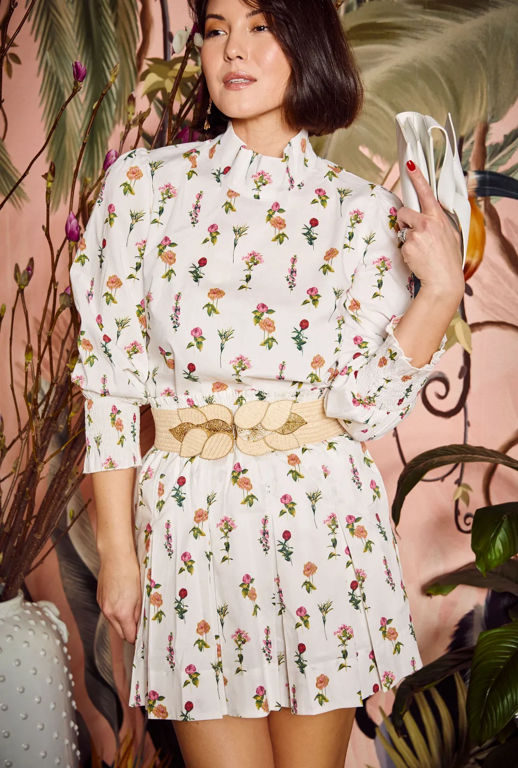 Smocked Waist MINI Skirt - Bouquet