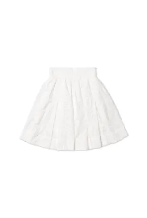 Smocked Waist Skirt - White Embroidery