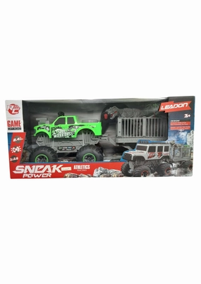Sneak Power Remote Control Large Wheeled Off-Road Green Vehicle With Trailer And Accessories