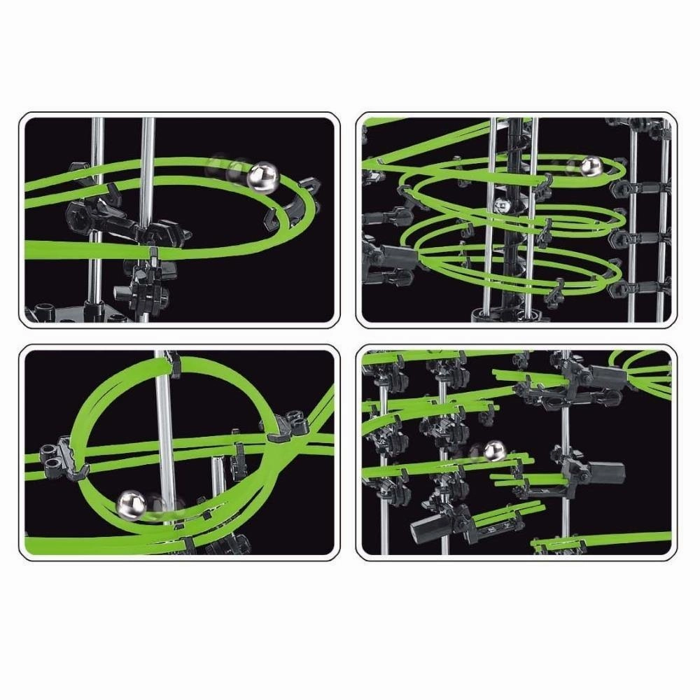 SpaceRail Level 3 Complex Motorised Marble Run - Glow in the Dark!