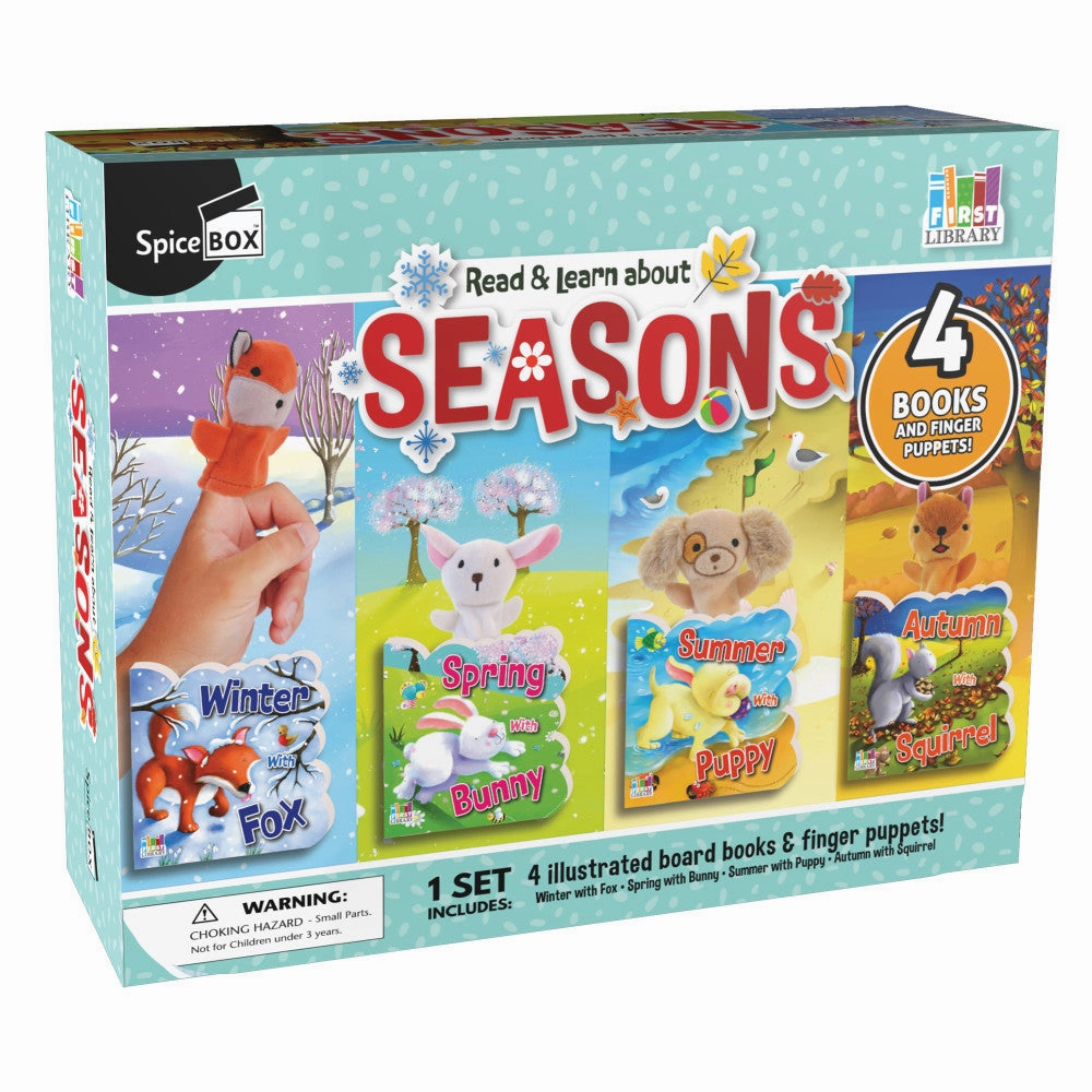 SpiceBox First Library Four Seasons: Interactive 4-Book Set with Finger Puppets