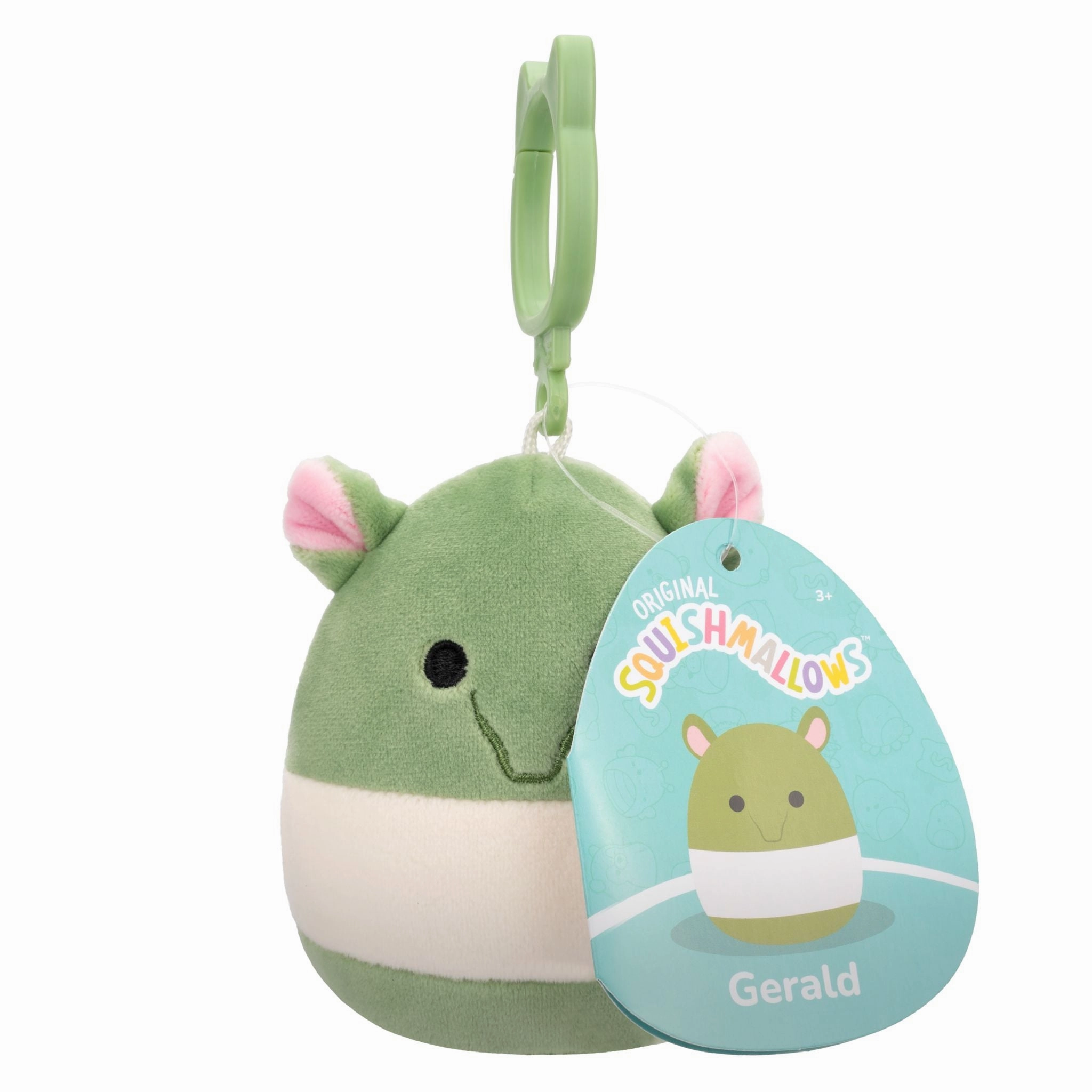Squishmallows 3.5 Inch Plush Clip-On S20 Gerald Olive And White Tapir