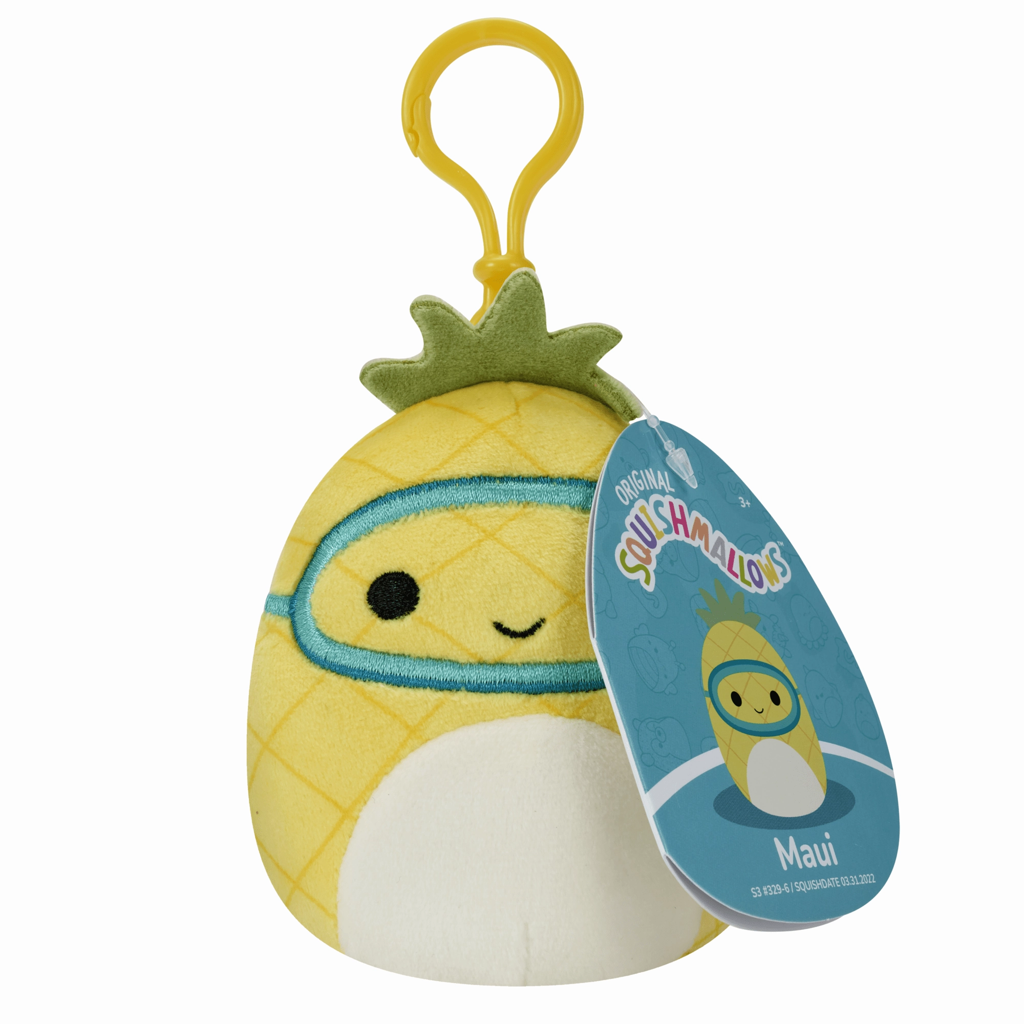 Squishmallows 3.5 Inch Plush S15 Clip-On Maui Pineapple With Scuba Mask