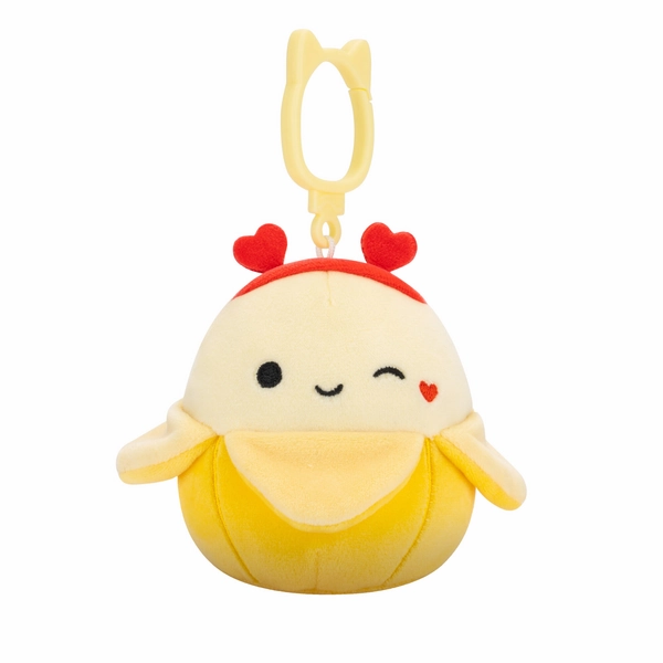 Squishmallows 3.5 Inch Valentines Clip-On Junie the Winking Yellow Banana with Heart Headband