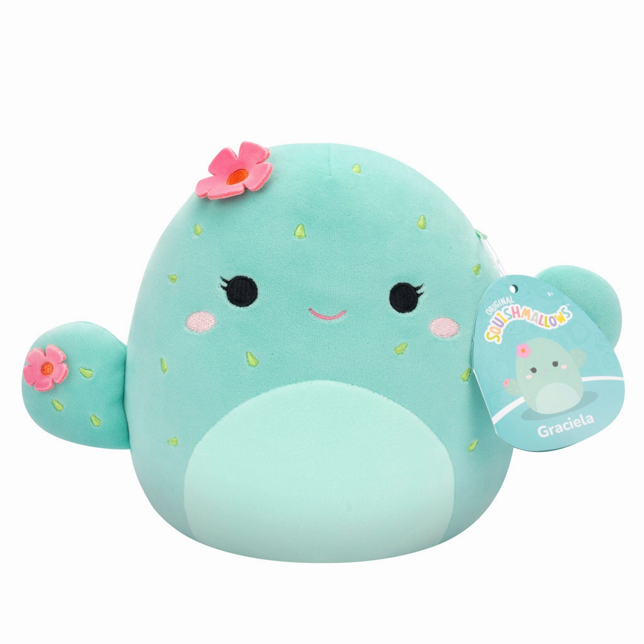 Squishmallows 7.5 Inch Plush S20 Graciela Mint Barrel Cactus With Pink Flowers