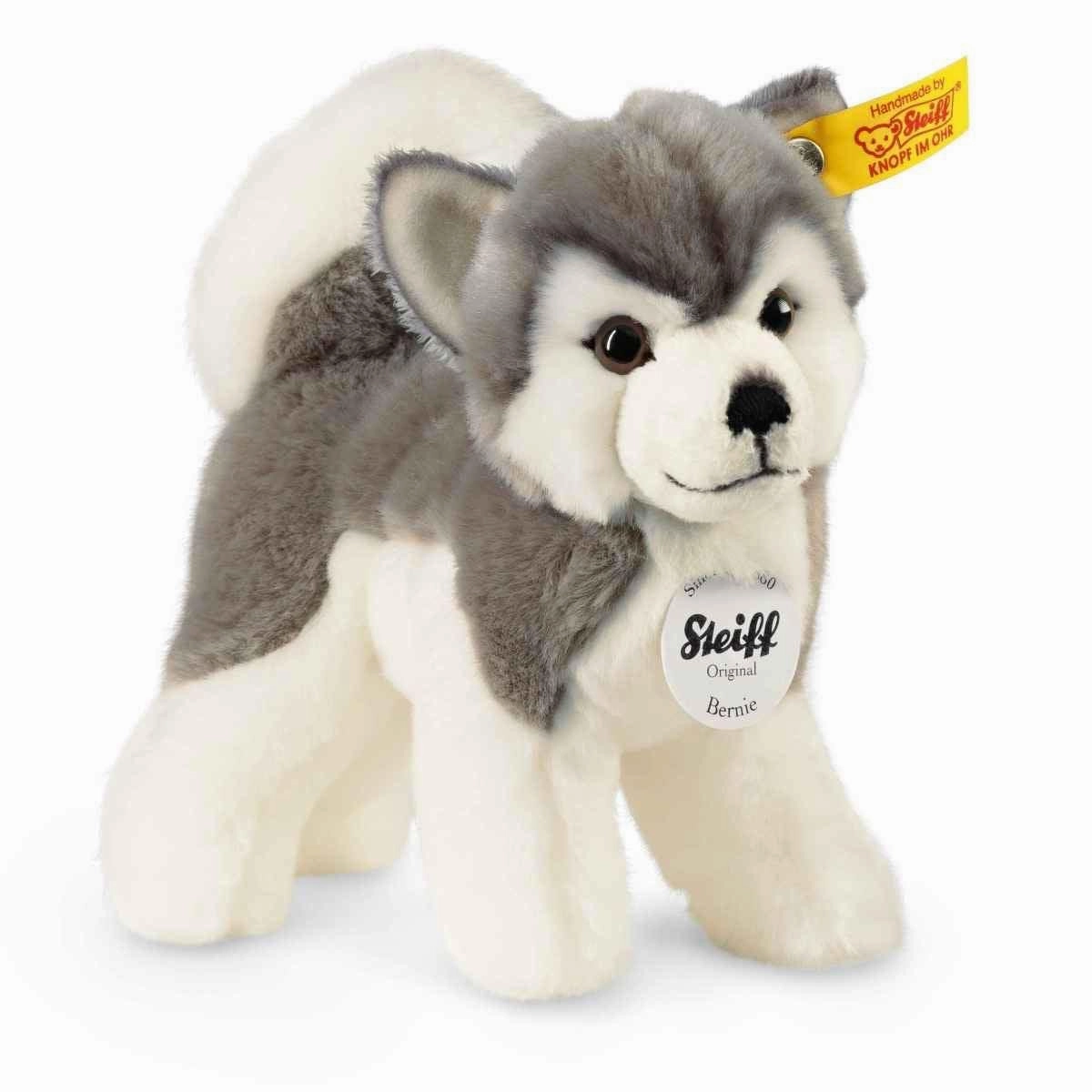 Steiff 17cm Bernie Husky White Cuddly Plush Toy Suitable from Birth
