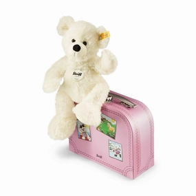 Steiff 28cm White Lotte Teddy Bear & Pink Suitcase Suitable from Birth