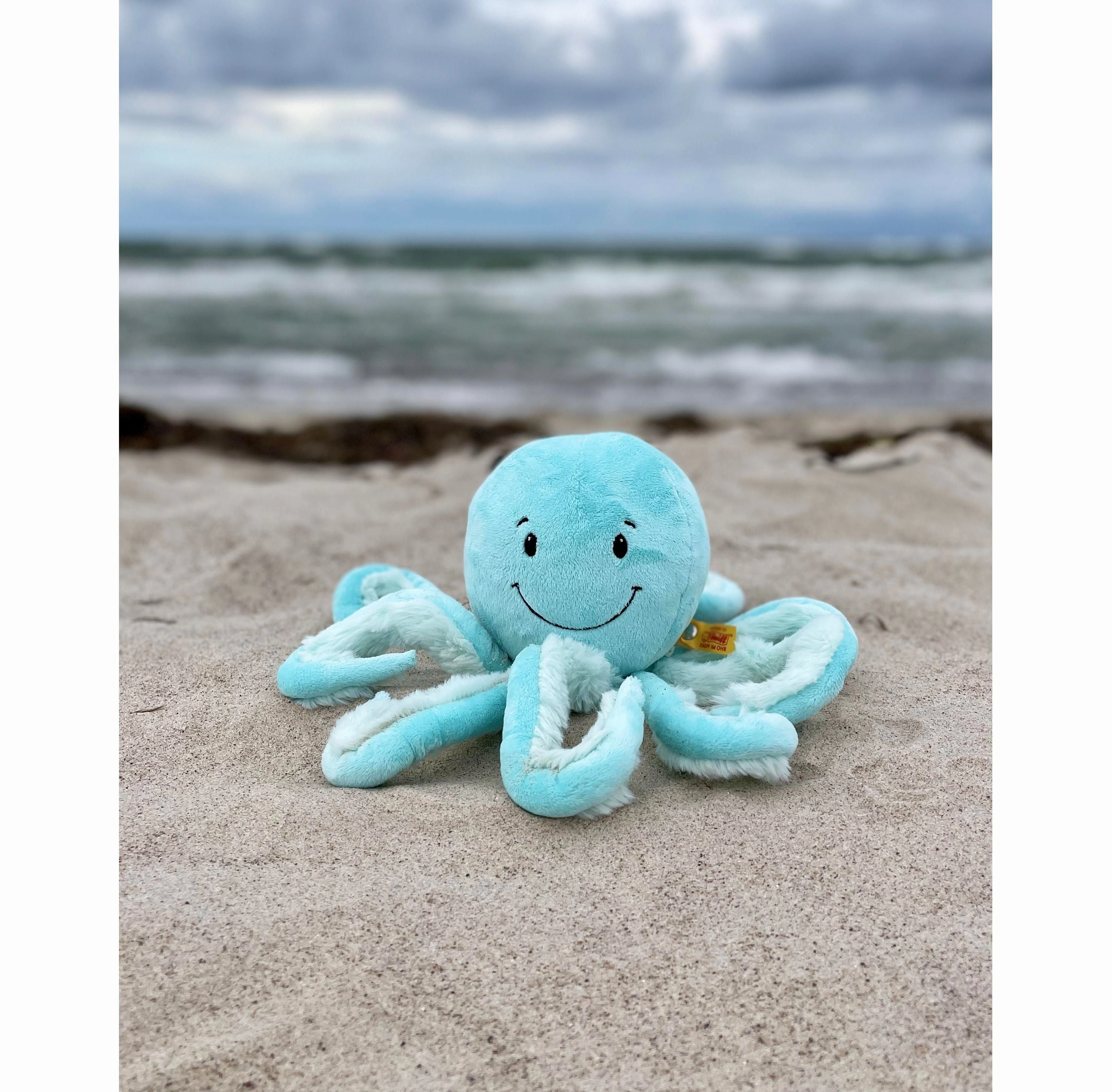 Steiff Ockto Octopus 11 inch Plush Toy - Turquoise Blue