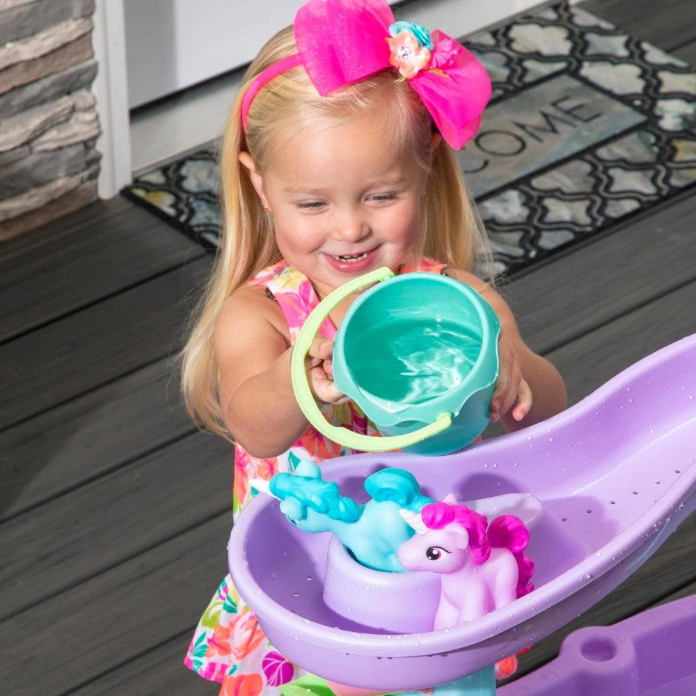 Step2 Rain Showers & Unicorns Water Table Kids Water Play Table with 13-Pc Unicorn Toy Accessory Set, Purple