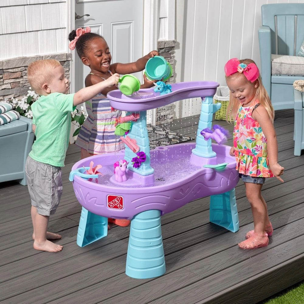 Step2 Rain Showers & Unicorns Water Table Kids Water Play Table with 13-Pc Unicorn Toy Accessory Set, Purple