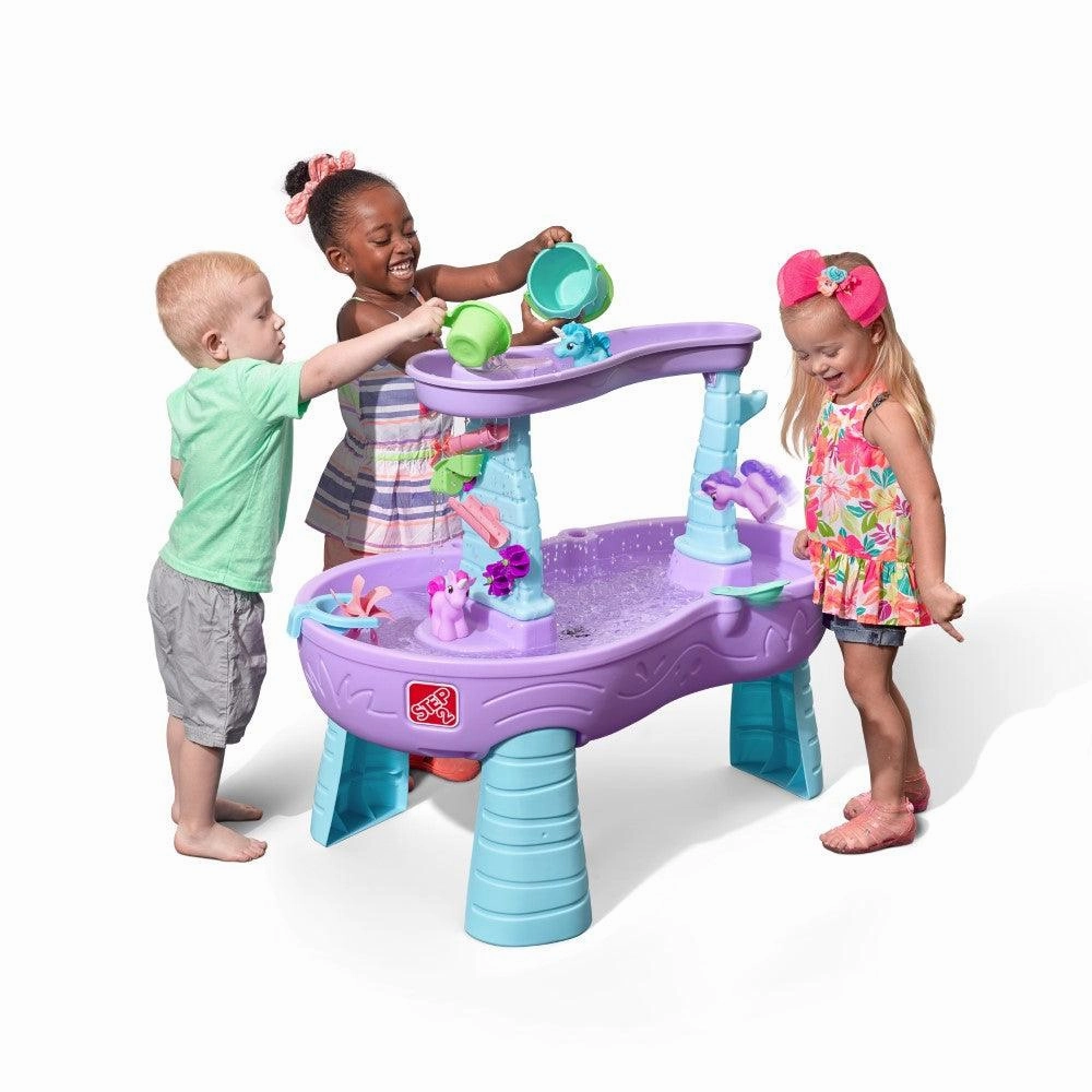 Step2 Rain Showers & Unicorns Water Table Kids Water Play Table with 13-Pc Unicorn Toy Accessory Set, Purple