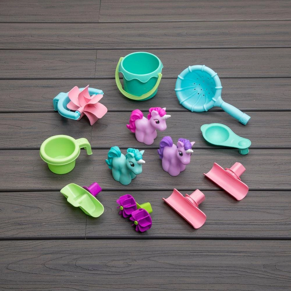 Step2 Rain Showers & Unicorns Water Table Kids Water Play Table with 13-Pc Unicorn Toy Accessory Set, Purple