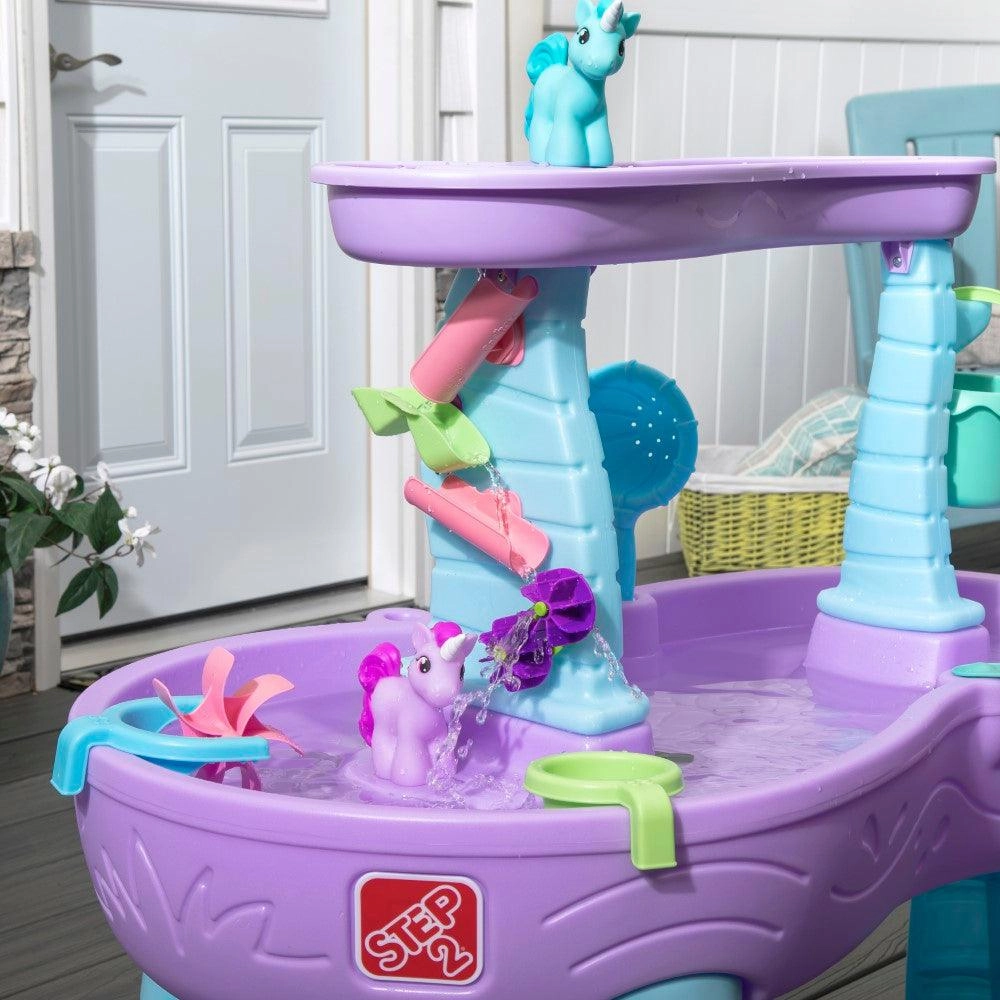 Step2 Rain Showers & Unicorns Water Table Kids Water Play Table with 13-Pc Unicorn Toy Accessory Set, Purple