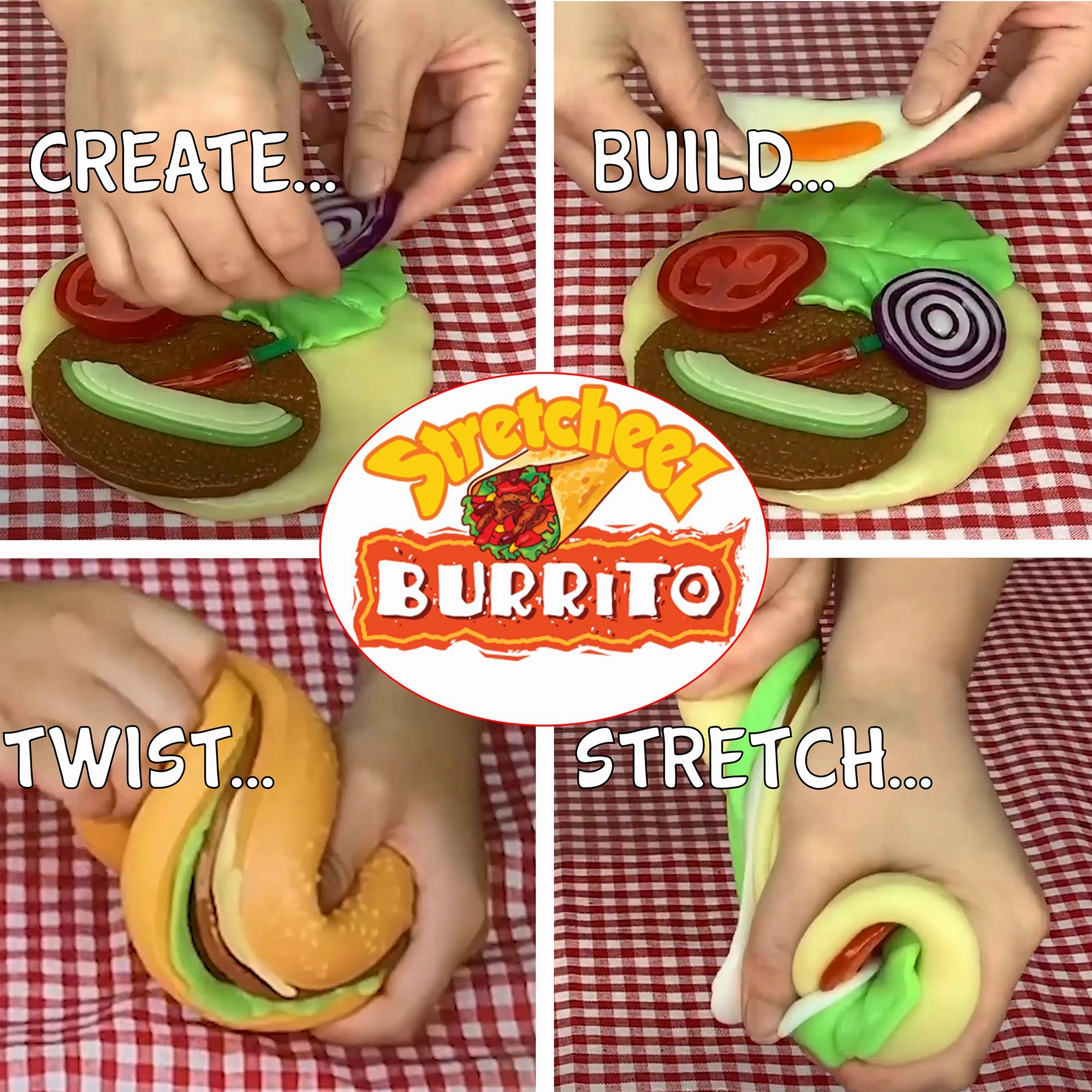 Stretcheez Burrito - Surprise Toppings Stretchy Toy Food Set, Roleplay Age 3 