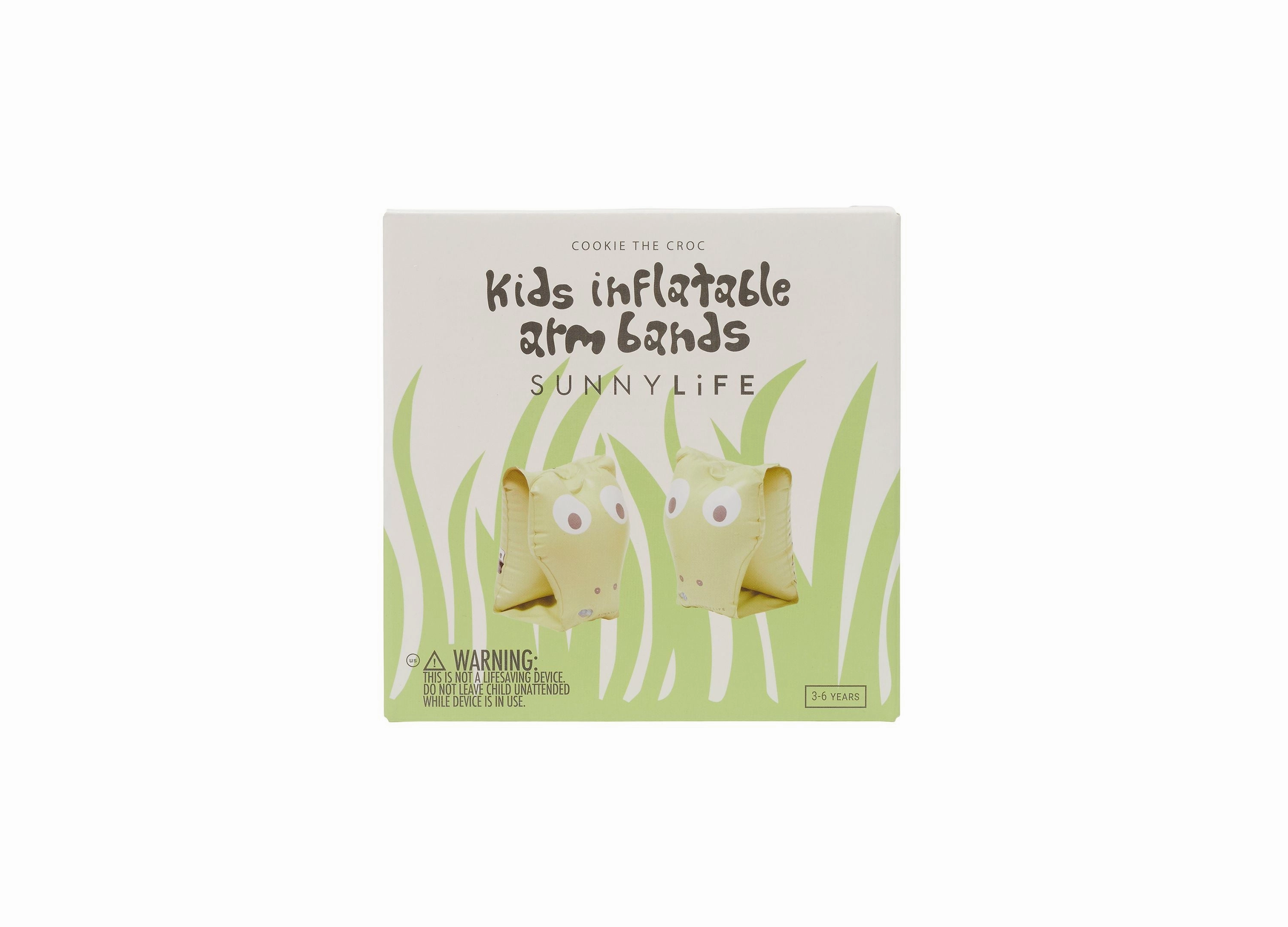 Sunnylife Kids Light Khaki Inflatable Arm Bands - Cookie The Croc - Ages 3-6