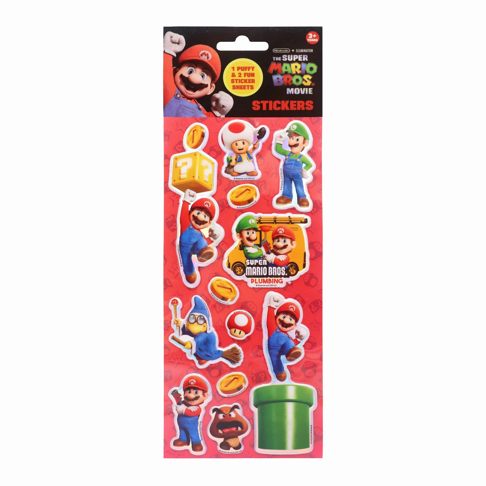 Super Mario Stickers 3 Pack - Puffy
