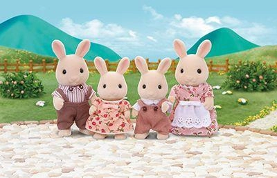 Sylvanian Families Milk Rabbit Family Toy Playset for Ages 3 and Up