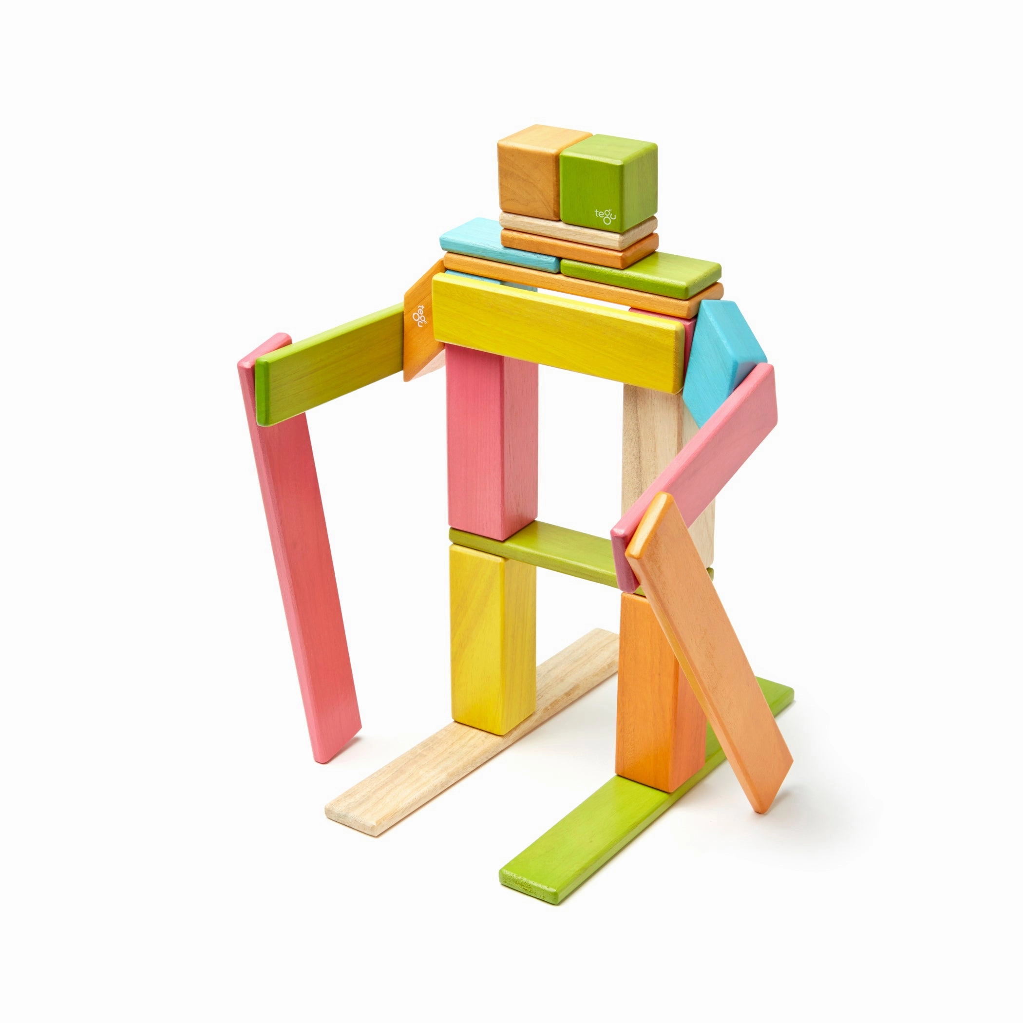 Tegu Magnetic Wooden Blocks, 24-Piece Set, Tints