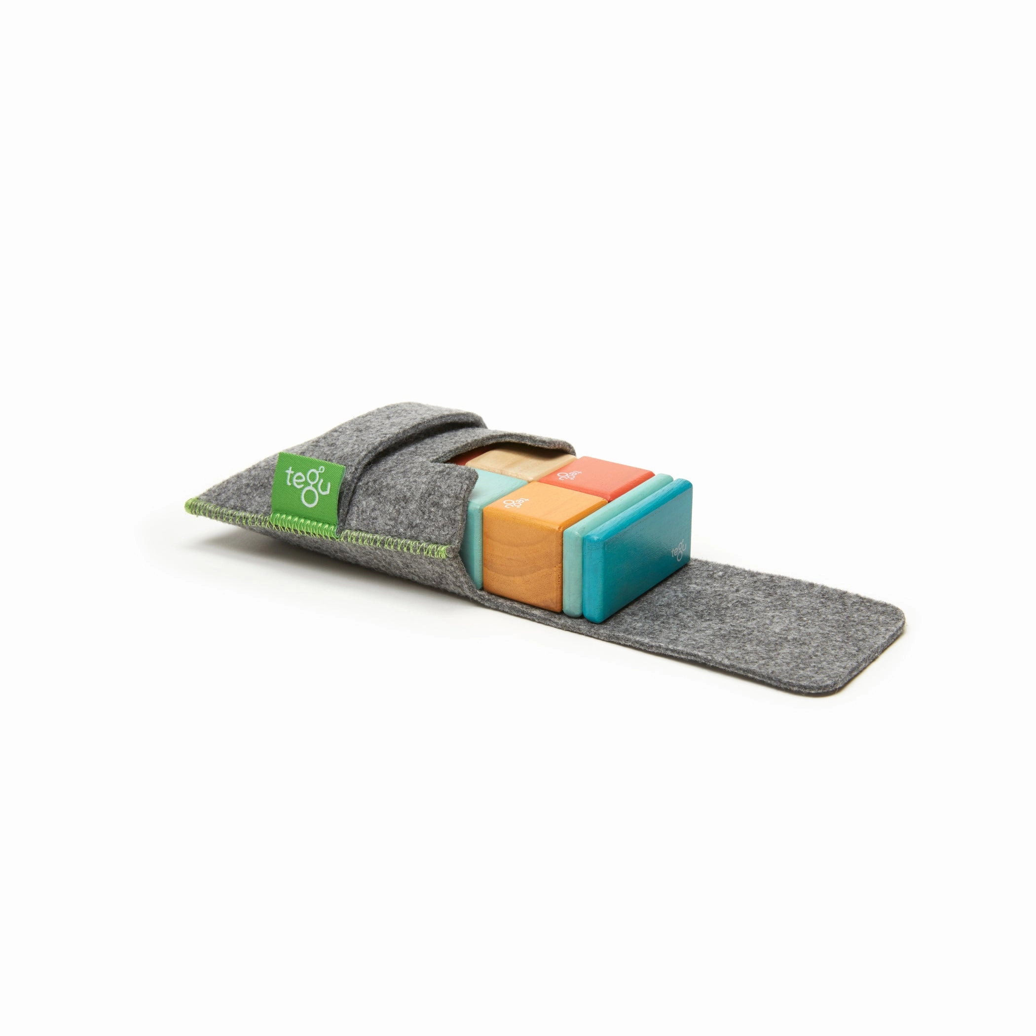 Tegu Magnetic Wooden Blocks, 8-Piece Pocket Pouch - Sunset