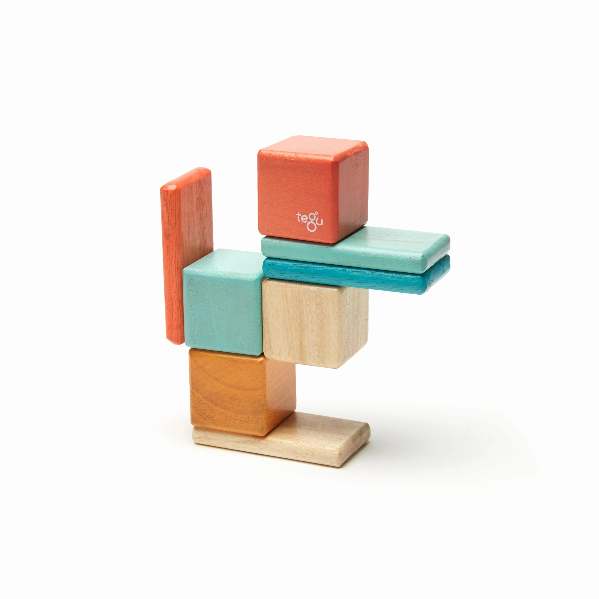 Tegu Magnetic Wooden Blocks, 8-Piece Pocket Pouch - Sunset