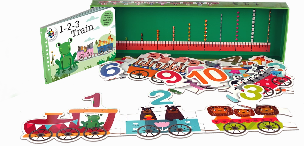 THE LEARNING CIRCLE 1-2-3- TRAIN BOOK AND 20 PIECE PUZZLE