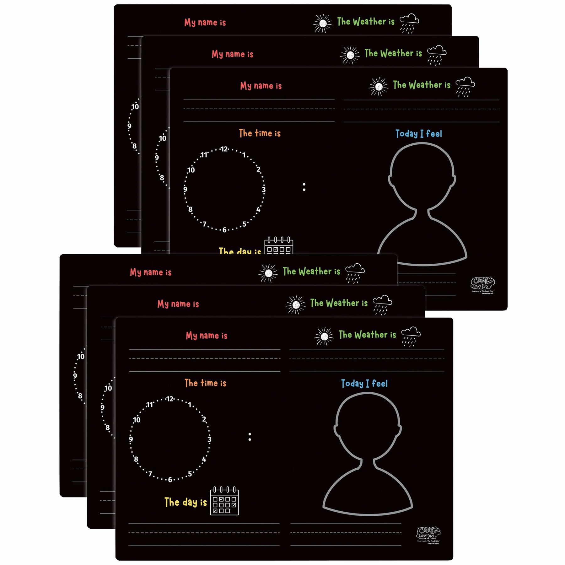 The Pencil Grip Activity Playmat - Reusable Drawing Mat - Pack of 6