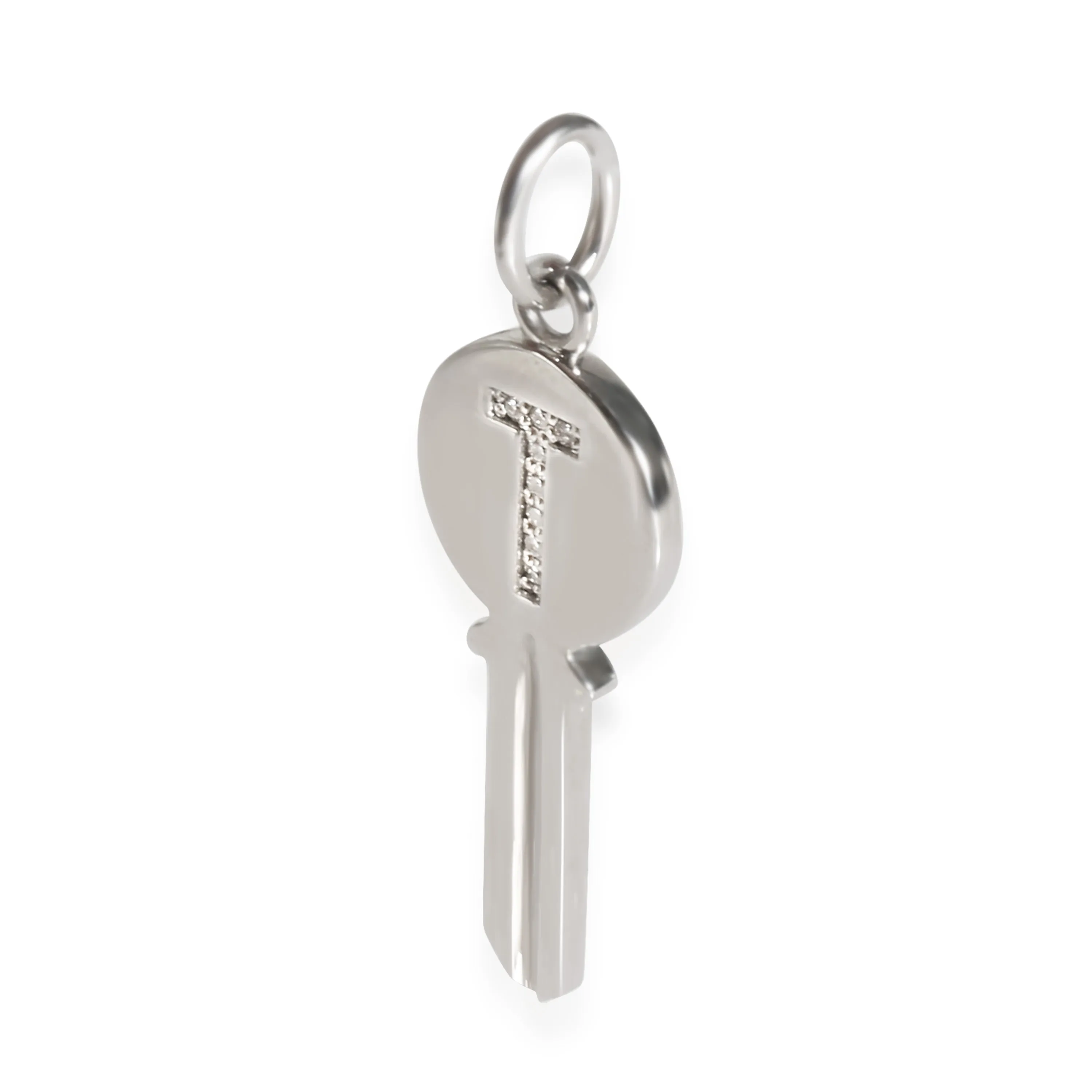Tiffany & Co. Jewelry Mini Diamond Key Charm in 18k White Gold 0.04 CTW