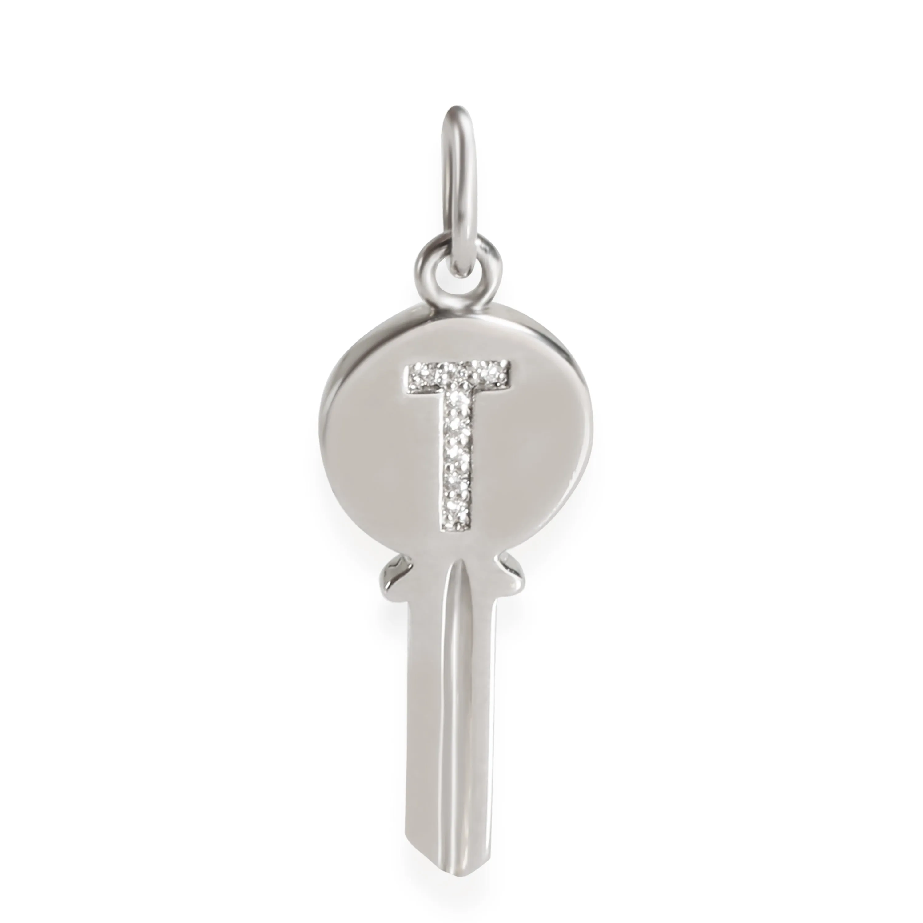 Tiffany & Co. Jewelry Mini Diamond Key Charm in 18k White Gold 0.04 CTW