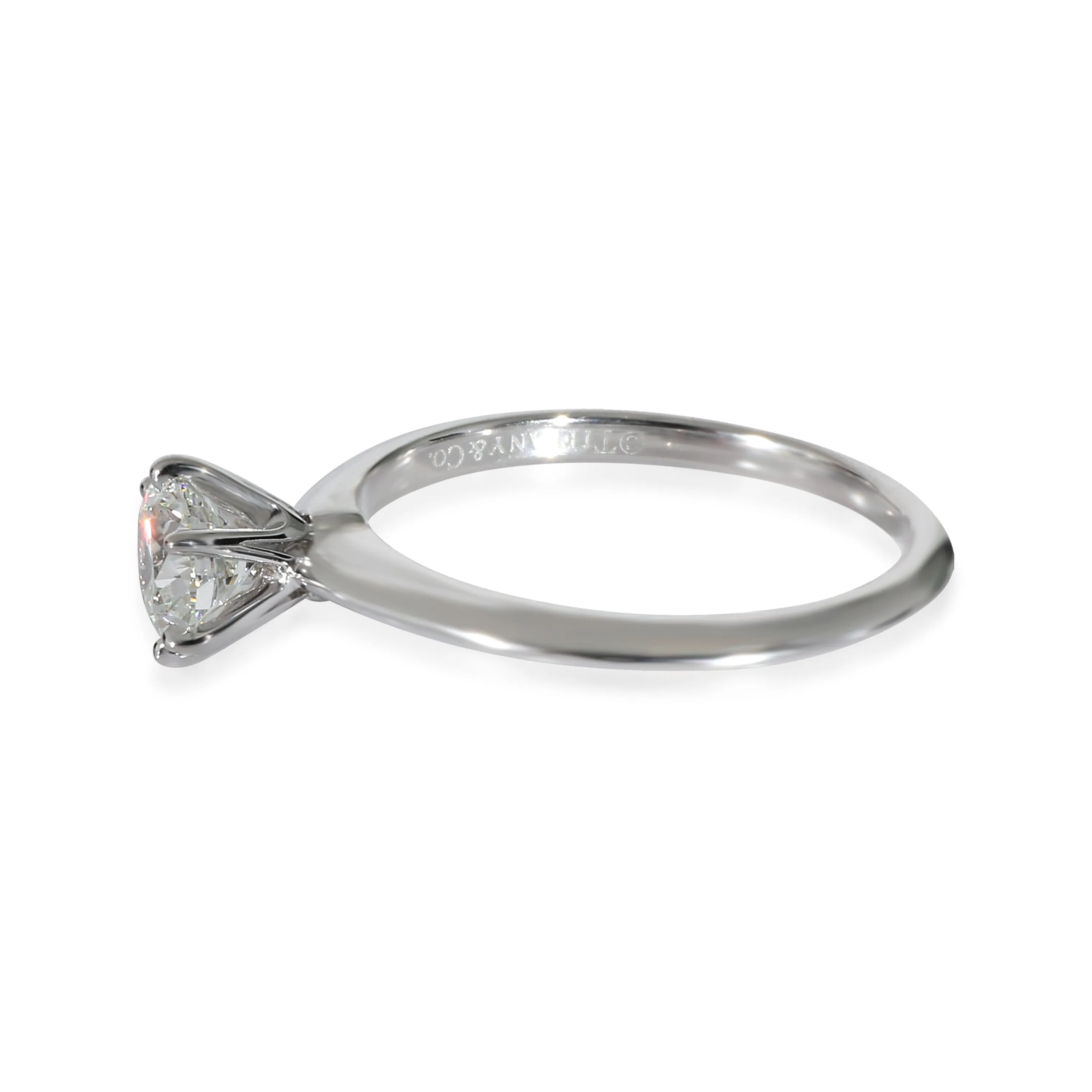 Tiffany & Co. Jewelry Solitaire Diamond Engagement Ring in Platinum G VVS2 0.9 CTW