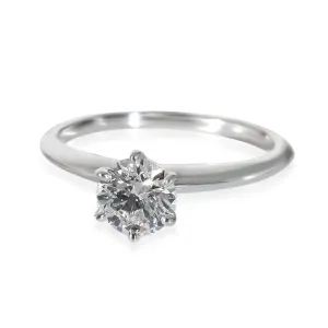 Tiffany & Co. Jewelry Solitaire Diamond Engagement Ring in Platinum G VVS2 0.9 CTW