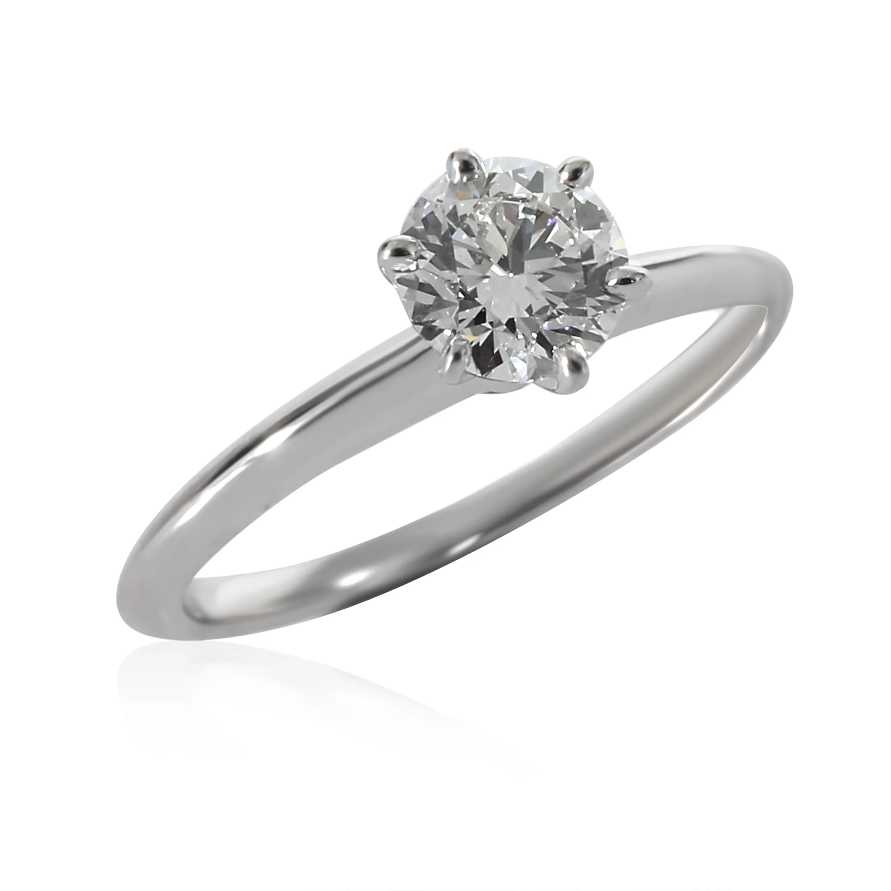 Tiffany & Co. Jewelry Solitaire Diamond Engagement Ring in Platinum G VVS2 0.9 CTW