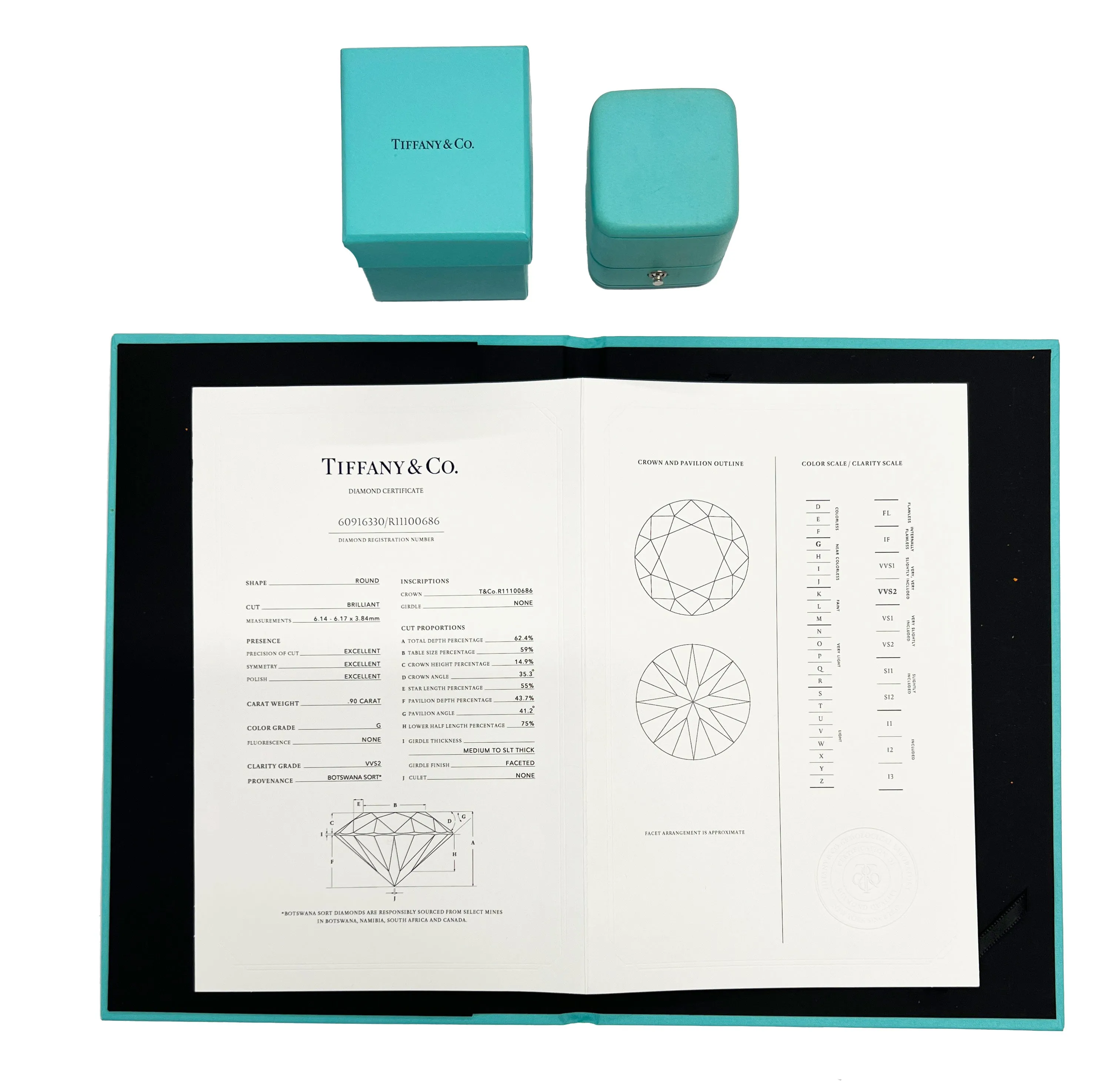 Tiffany & Co. Jewelry Solitaire Diamond Engagement Ring in Platinum G VVS2 0.9 CTW
