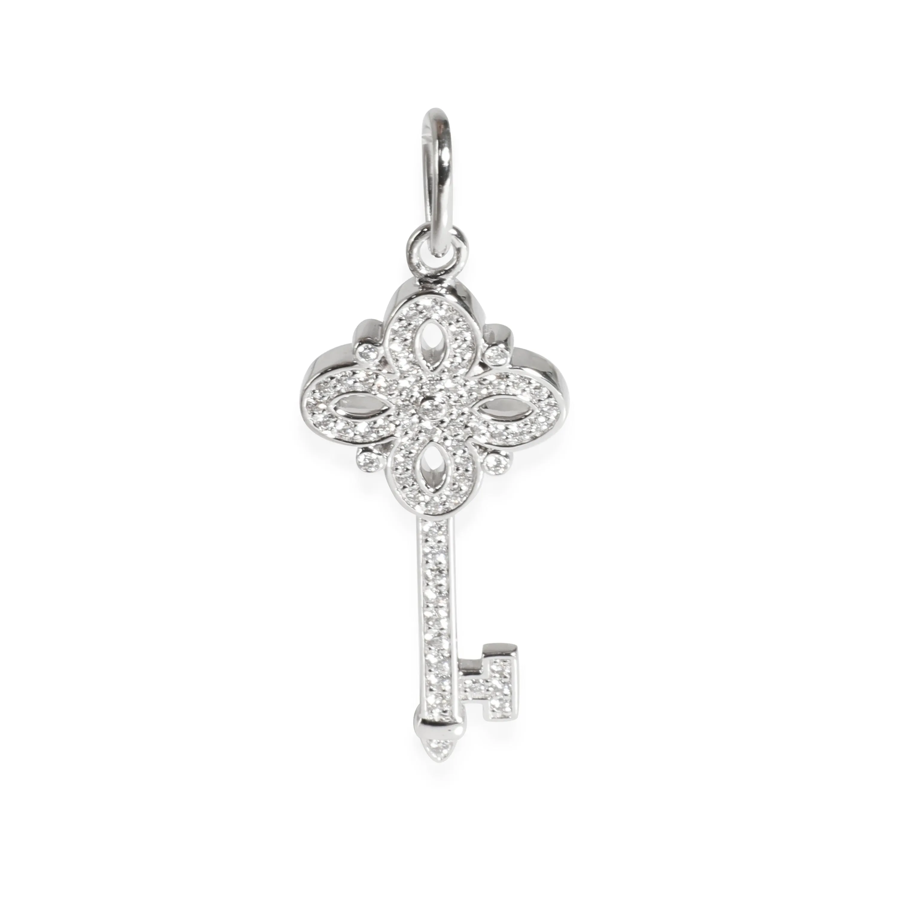 Tiffany & Co. Jewelry Victoria Key Pendant in 18k White Gold 0.09 CTW