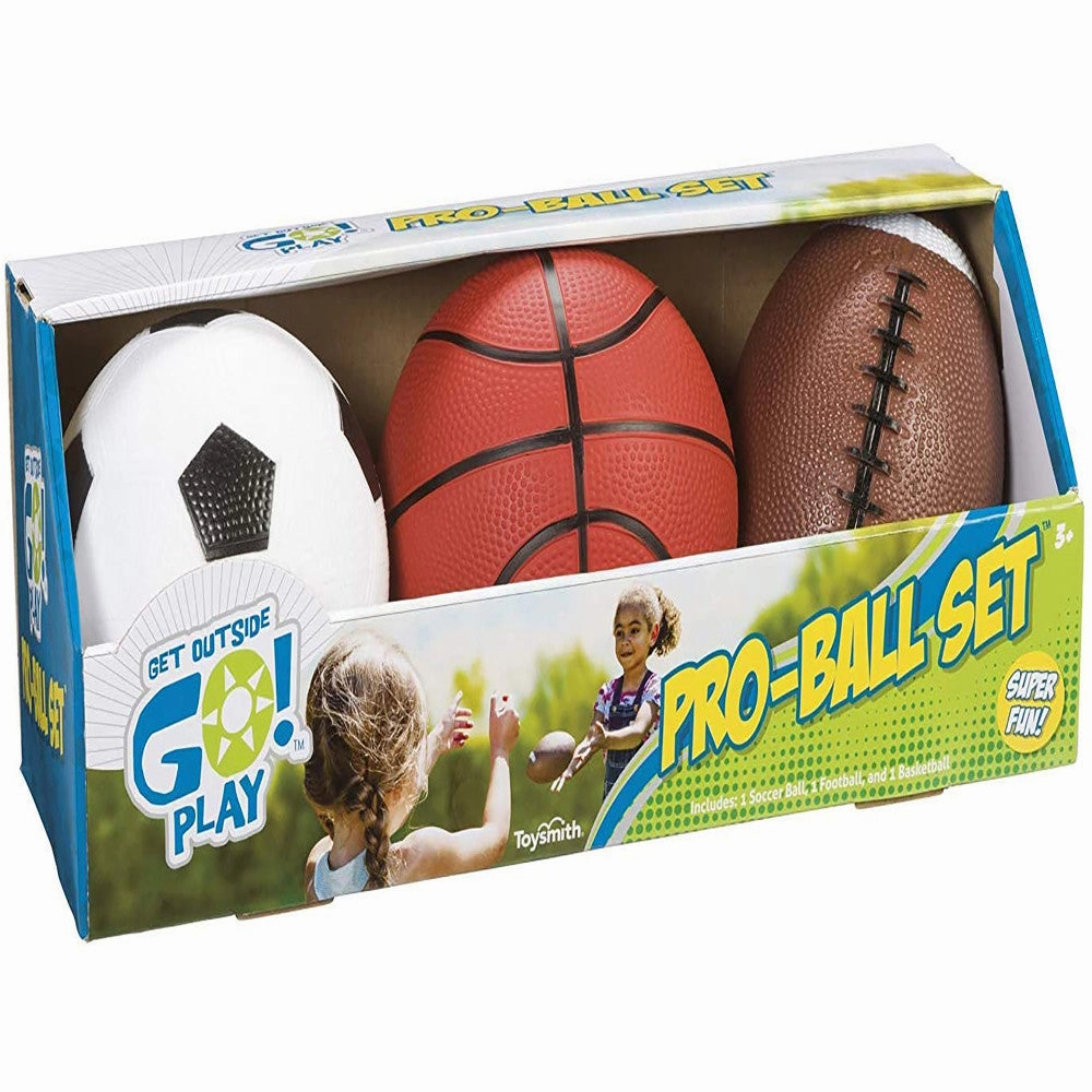Toysmith Get Outside GO! Pro-Ball Set, 3-Piece Sports Ball Kit for Kids