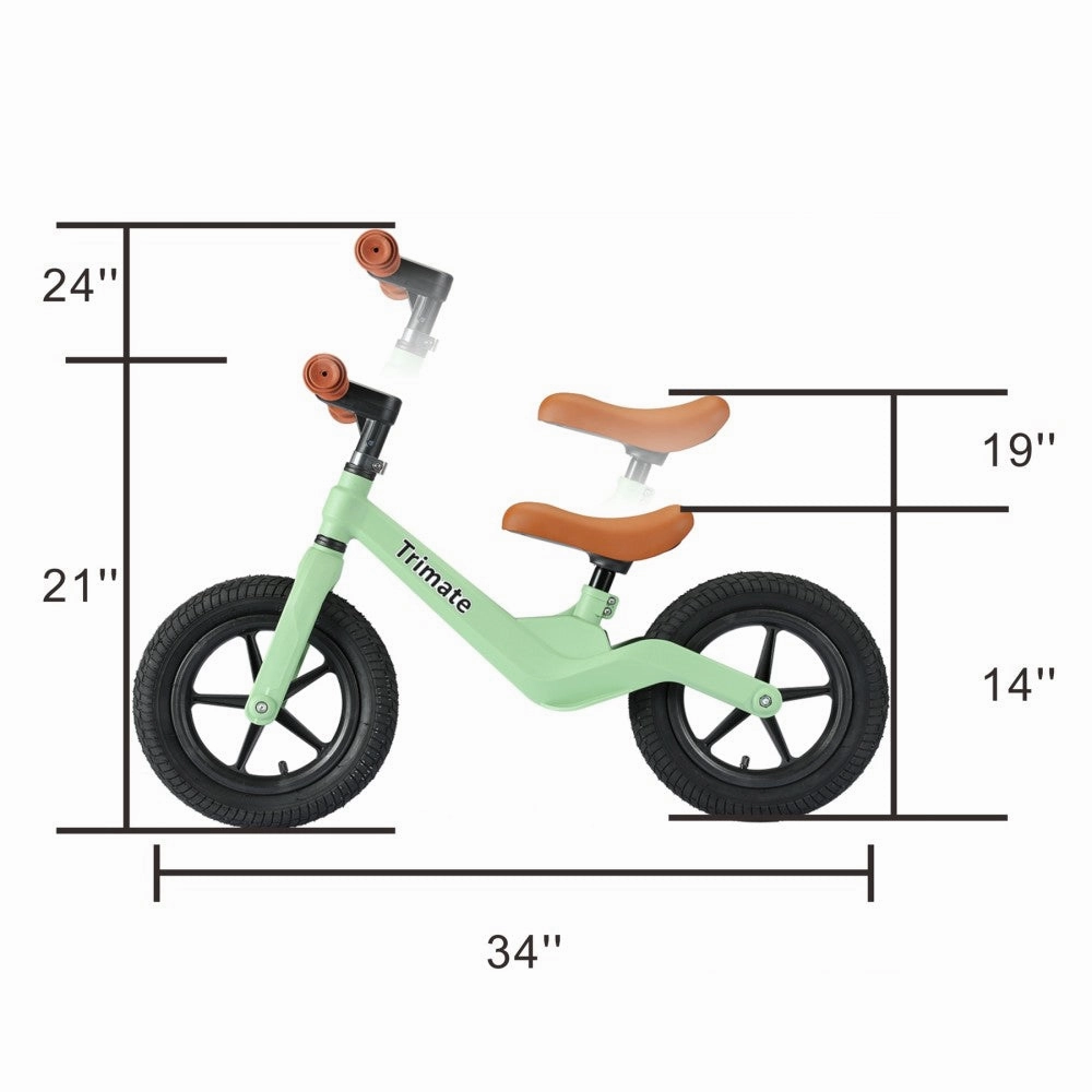 Trimate Toddler Balance Bike, Green - No Pedal Sport Bike for 3-5 Year Old