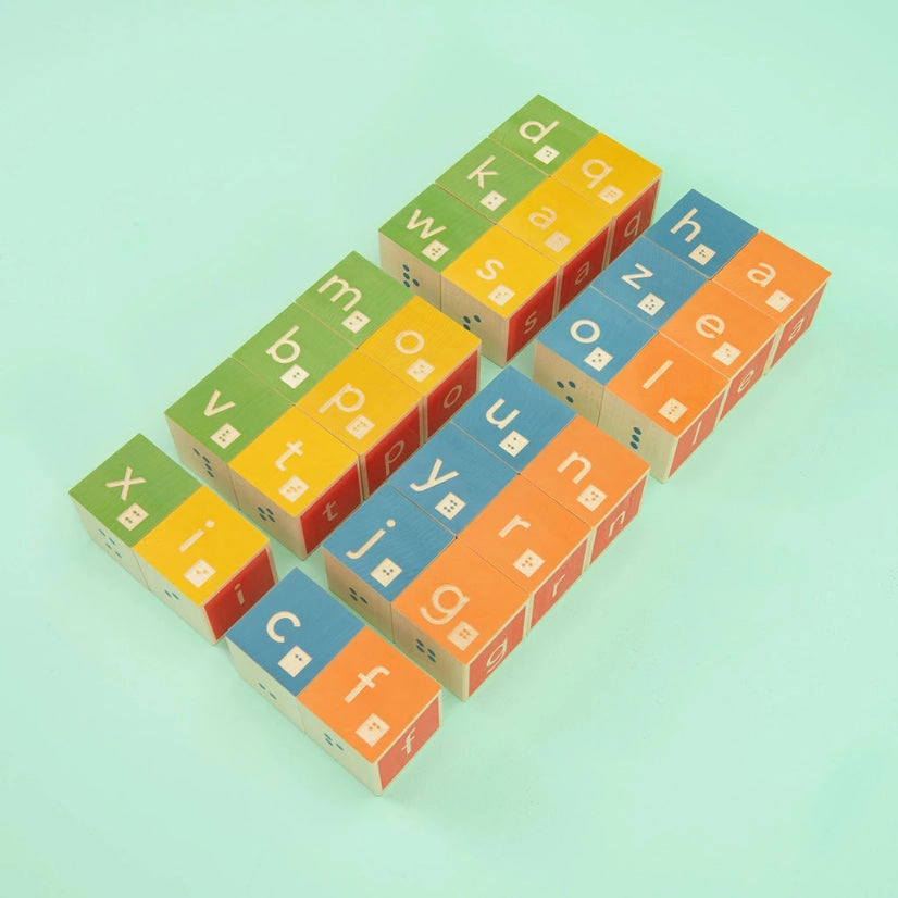 Uncle Goose Wooden Educational Braille Alphabet Blocks for Ages 2 & Up