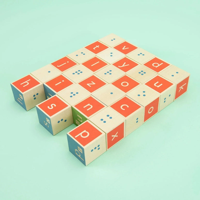 Uncle Goose Wooden Educational Braille Alphabet Blocks for Ages 2 & Up