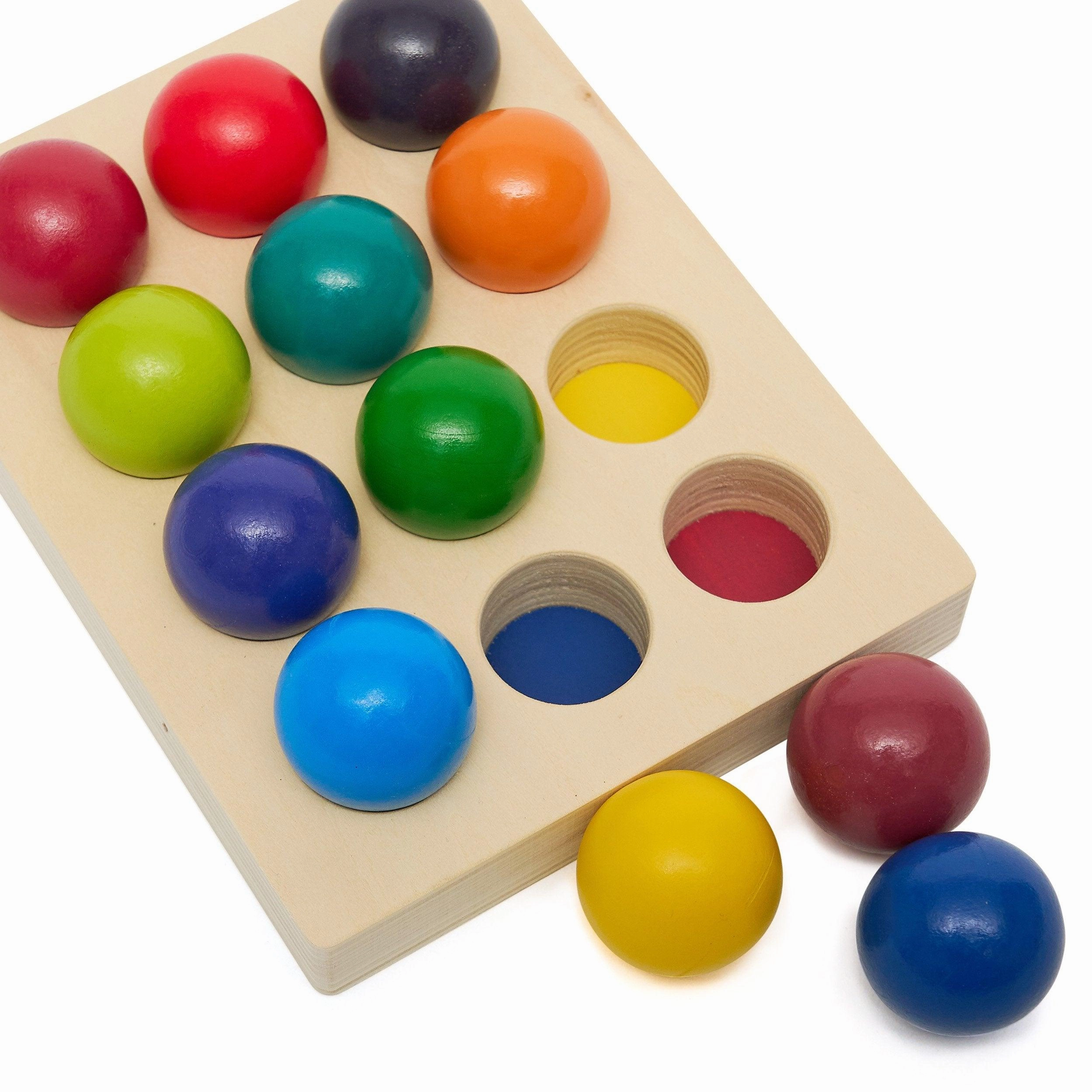 Wooden Coloured Matching Balls