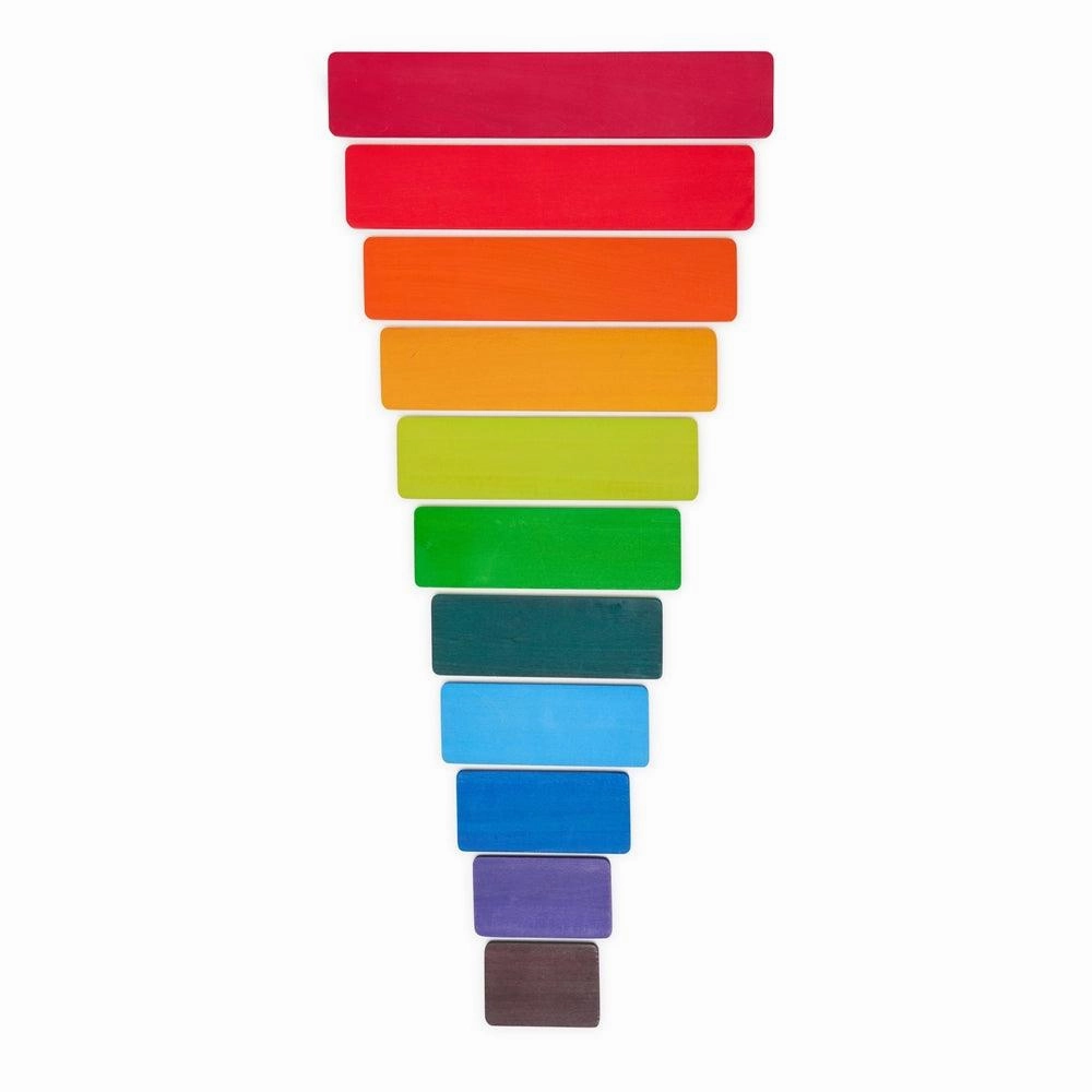 Wooden Rainbow Building Boards - 11 Pcs Rectangle Rainbow