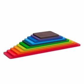 Wooden Rainbow Building Boards - 11 Pcs Rectangle Rainbow