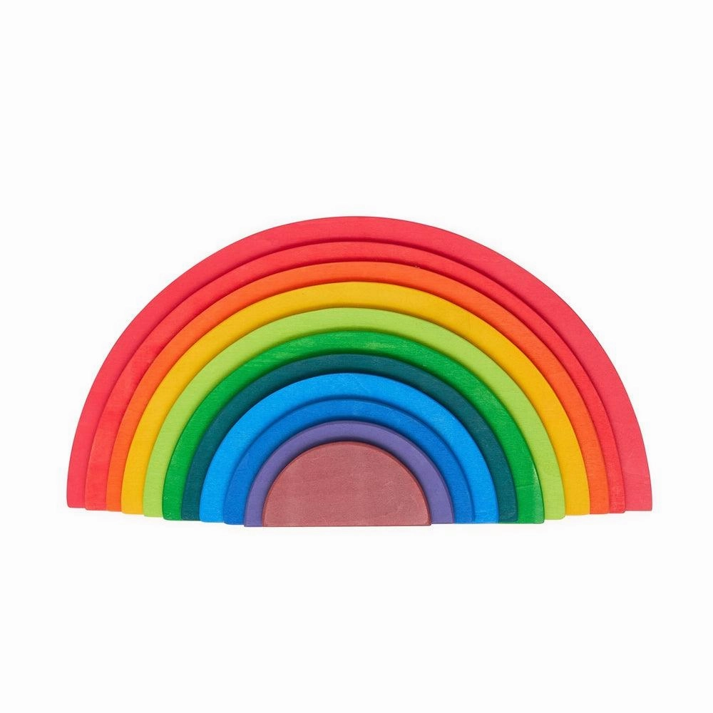 Wooden Rainbow Stacking Toys - 12 Pcs Building Blocks Set