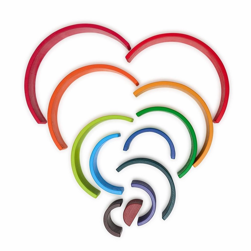 Wooden Rainbow Stacking Toys - 12 Pcs Building Blocks Set