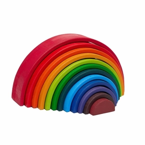 Wooden Rainbow Stacking Toys - 12 Pcs Building Blocks Set