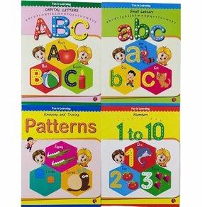 Writing Boxset: Enjoy Writing Pack Of 4 Books (Write And Practice Capital Letters Small Letters Patterns And Numbers 1 To 10) Rupa Publications and Moonstone