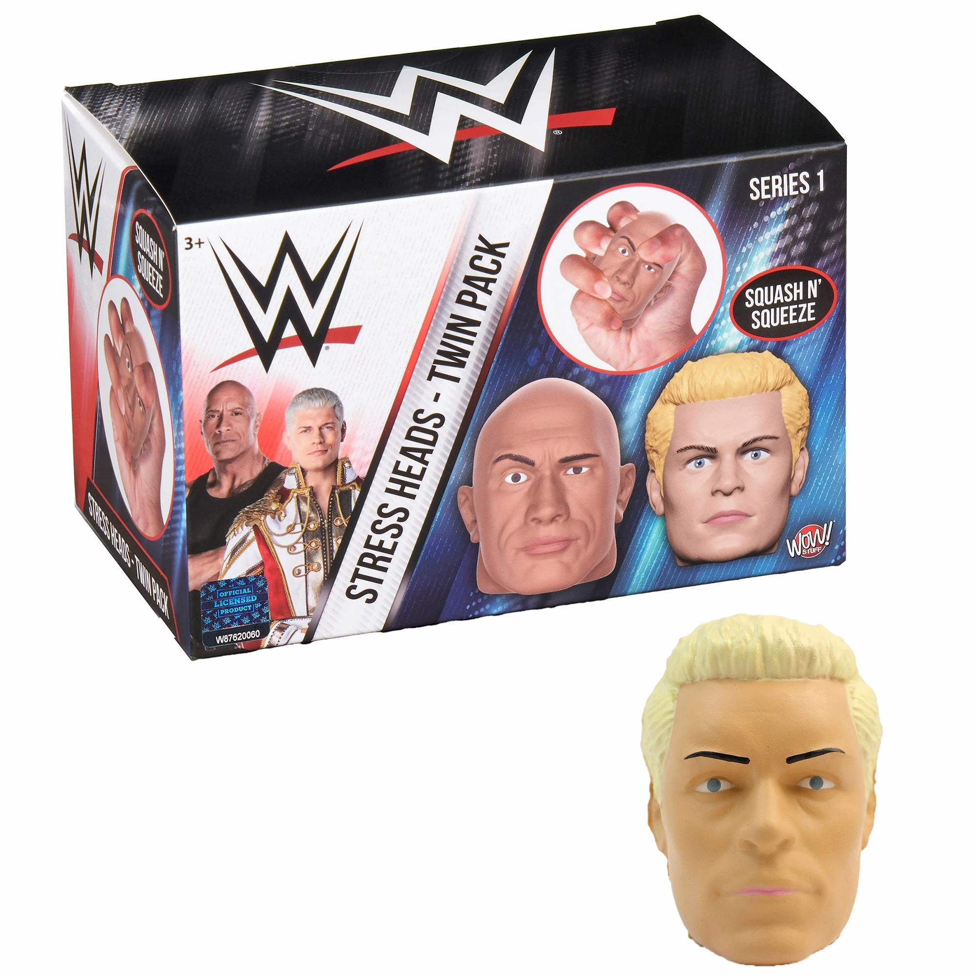 WWE Stress Heads Twin Pack - 3" Cody Rhodes & The Rock Squeeze Toys